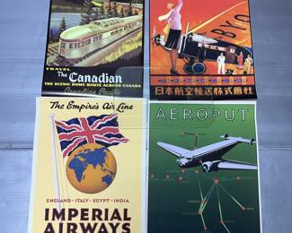 Vintage Style Travel Posters, Includes Canadian Pacific, Imperial Airways, Japan Air, And Aeroput 