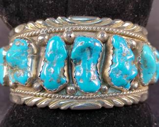 Turquoise and Sterling Silver Cuff Bracelet 
