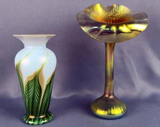 Lundberg Studios Handblown Glass Vases, Signed And Numbered, Qty 2 