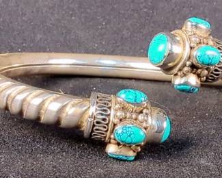 Sterling Silver and Turquoise Bangle Bracelet 