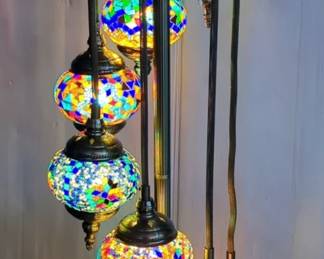 Handmade Turkish Mosaic Globe Floor Lamp, Approx 46" 
