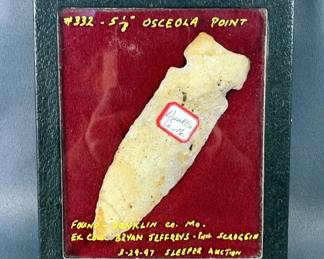 Native American Osceola Side Notch Arrowhead, Approx 5" 