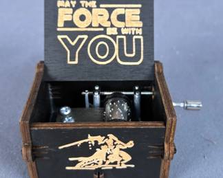 Star Wars 'May The Force Be With You' Ornate Wood Music Box, Plays Star Wars Theme Song 