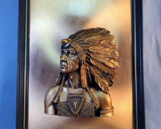 Native American Indian Chief Relief Sculpture 