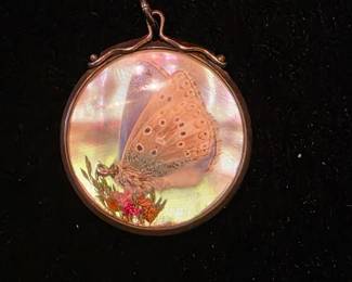 Rare Sterling pendant with a real butterfly 
