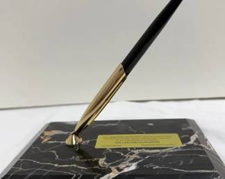 Sheaffer White Dot Desk Set with Black Italian Marble Base
