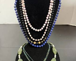 Natural Stones with Sterling Gold Clasp Necklaces