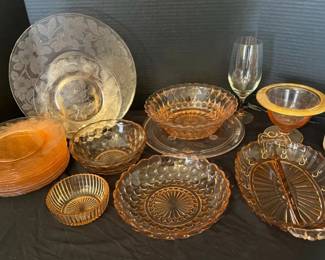 Vintage Pink Depression Glass Dishes