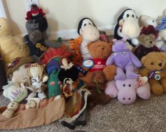 Stuffed Plush Toys And Folk Art Mystery Lot