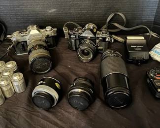 Canon A1  AE1 Cameras with Accessories