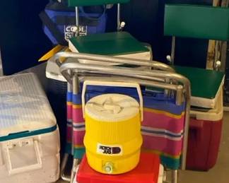Outdoor Assorted Folding Chairs Coolers
