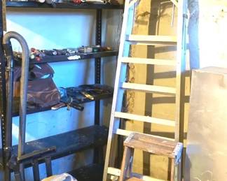 Ladders, Shop Vac, Tool Belt, Metal Bin, Metal Shelf, And More