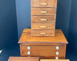 Vintage Office Storage Wooden Boxes 