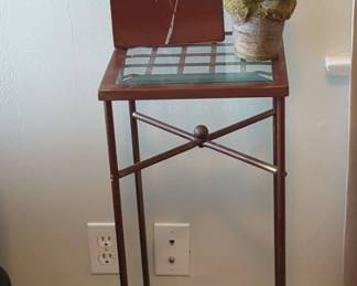 Tall Metal Table Ceramic Vase And Faux Plant