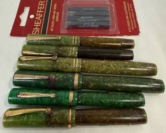 Sheaffer Jade Green Pens, Plus Ink Cartridges