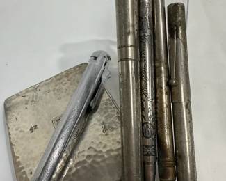 Sterling and Silver Plated Pens,Pencil, Lighter Pens, Cigarette Case