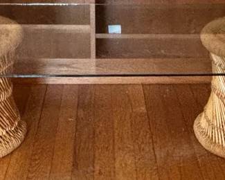 Glass Rattan Coffee Table glass Is Not Attached 