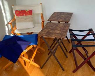Canvas Chairs, Three Folding TV Tables, Luggage Stand