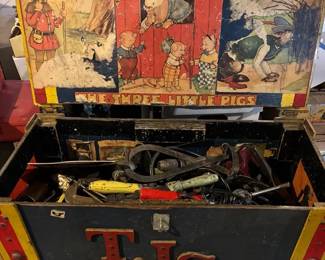 Vintage Tool Mystery Lot In Vintage Wood Box