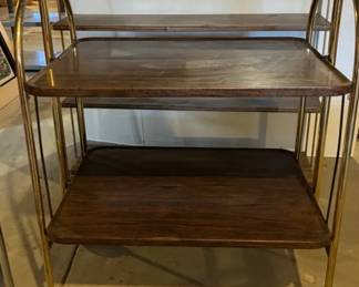 Vintage MCM VersaTables Rolling Metal Folding Bar Cart, Metal Shelving Unit