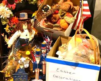 Assorted Easter, Autumn, Thanksgiving, and Patriotic Decorations 