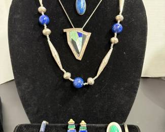  002 Afghani Lazuli Lapis, Malachite and Sterling Collection