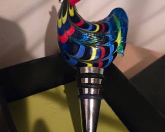 Twine Rooster Glass Bottle Stopper