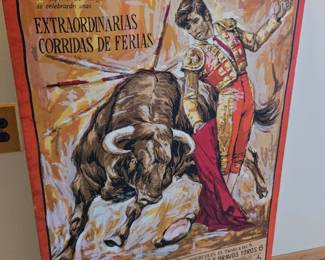 Vintage Bullfighting Event Banner Poster, printed on fabric banner, Arturo Ballester