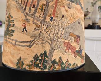 Vintage barkcloth lamp shade