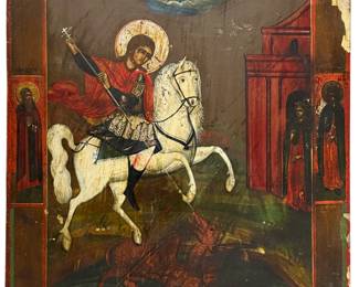 Antique Russian Icon of Saint George & The Dragon (A)
