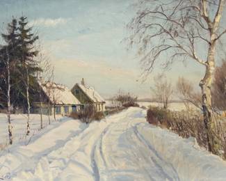 Harald Pryn 'Winter Road' Oil on Canvas
