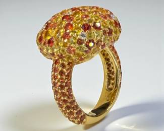 Piranesi 18K Yellow Gold Diamond & Citrine Ladies Ring
