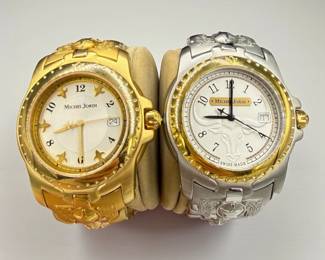 (2) Michel Jordi Stainless & Gold-Tone Quartz Swiss Watches
