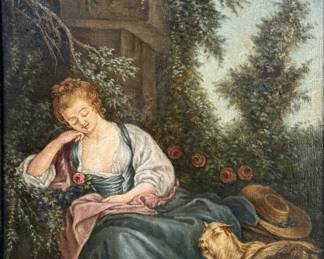 Merlin Dumont 'Maiden in Garden' Oil On Canvas
