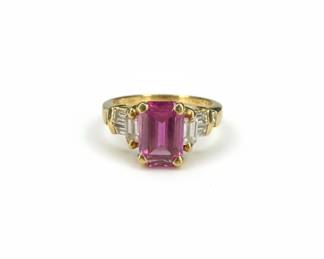 Ladies 14k Pink Sapphire and Diamond Ring
