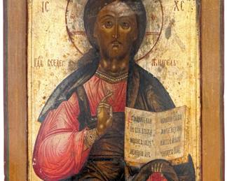 Antique Russian Icon of Christ Pantocrator (D)
