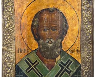 Antique Russian Icon of Saint Nicholas (C)
