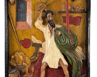 Wood Carved Plaque of Don Quixote
