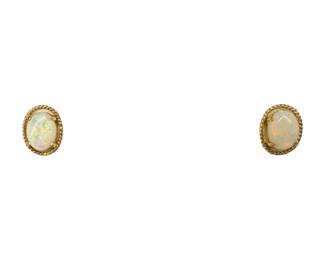 Pair of 18K Gold and Opal Earrings
