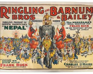 Vintage Ringling and Barnum Bros & Bailey "Nepal" Poster
