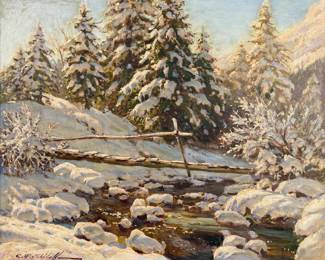 Constantin Westchiloff 'Winter Scene' Oil on Canvas
