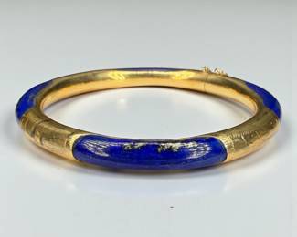14k Gold and Lapis Bangle Bracelet (B)
