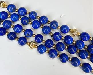14k Gold Lapis Beaded Necklace
