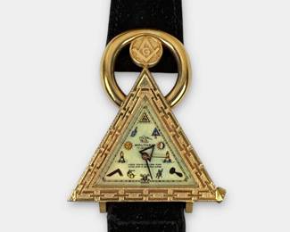 Vintage Waltham Masonic Triangle Wrist Watch w/Case
