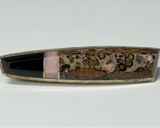 Sterling & Jasper Stone Brooch
