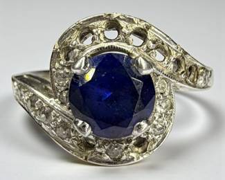Ladies 14K Sapphire & Diamond Ring (As is)

