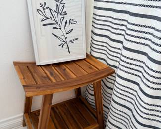 Bathroom table and artwork