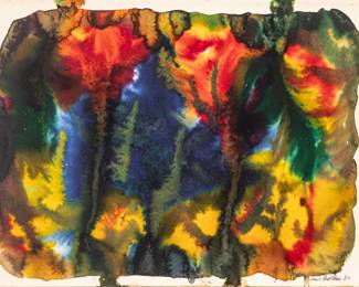 Lot 1023
Louis Redstone (Detroit, Michigan, 1903-2002) Watercolor on Paper 1967, 'Untitled (Thanksgiving)'