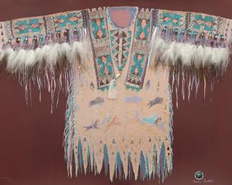 Lot 1022
Sharon Butler (American, 20th C.) Serigraph with Mixed Media on Rag Paper, 1991, 'Visions of Buffalo'