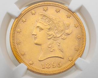 Lot 28
1895 $10 Gold Liberty Head Coin,MS-63,(LightScratch), UNC Details
